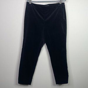 Talbots Chatham Ankle Black Velveteen Pants Women's Size 14 P Side Zip